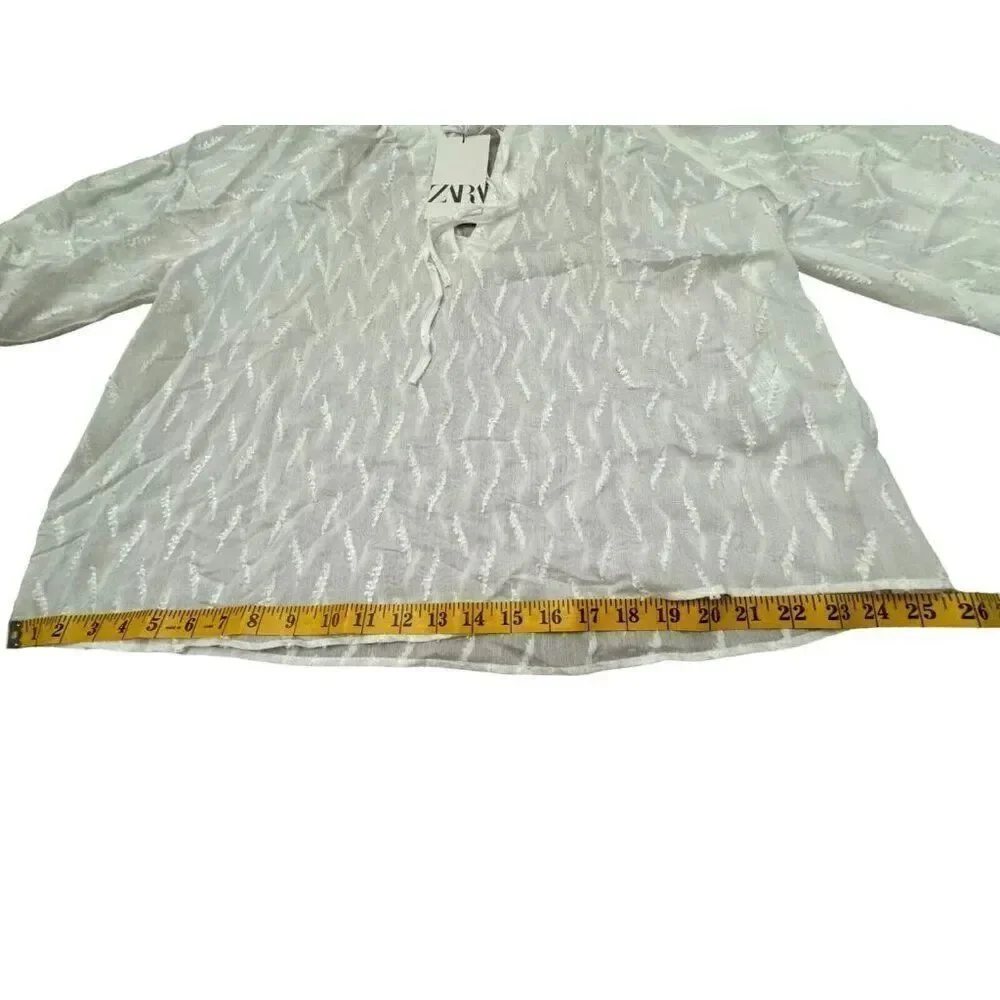 Zara Women Shirt Blouse Top L White Half Sleeve 3564/167 NWT